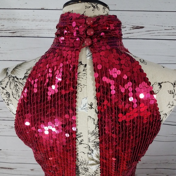 Amazing sequin hot pink holiday party dress sz 12 - Picture 5 of 8